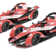 The two Avalanche Andretti Formula E cars in their red, black and white liveries